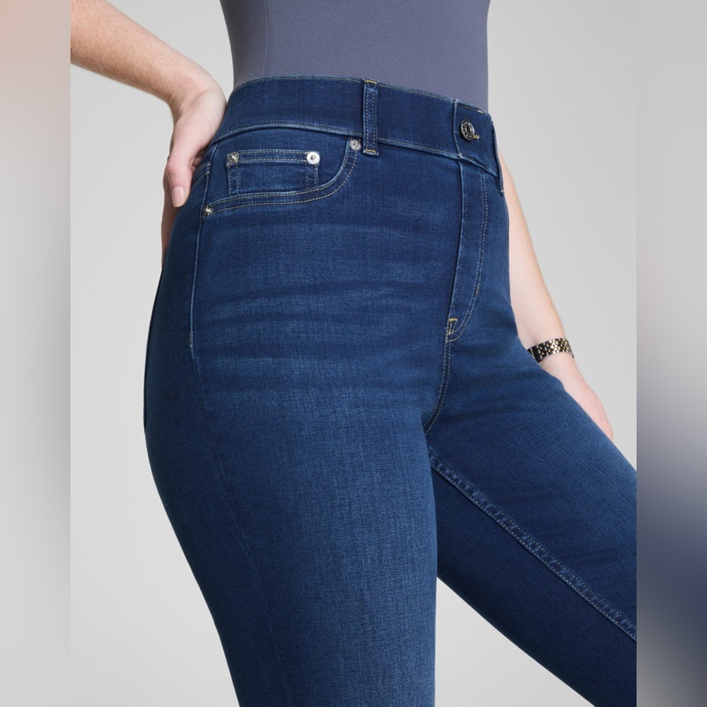 Spanx Womens High Rise Skinny Jean Ankle Dark Indigo Pull On Denim‎ Medium M